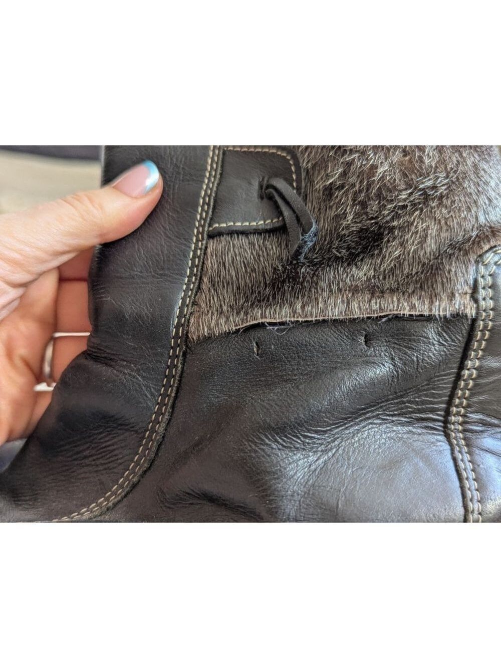 BILODEAU | Leather Winter Ankle Boots With Seal Fur Trim Size 9.5 - Picture 11 of 13